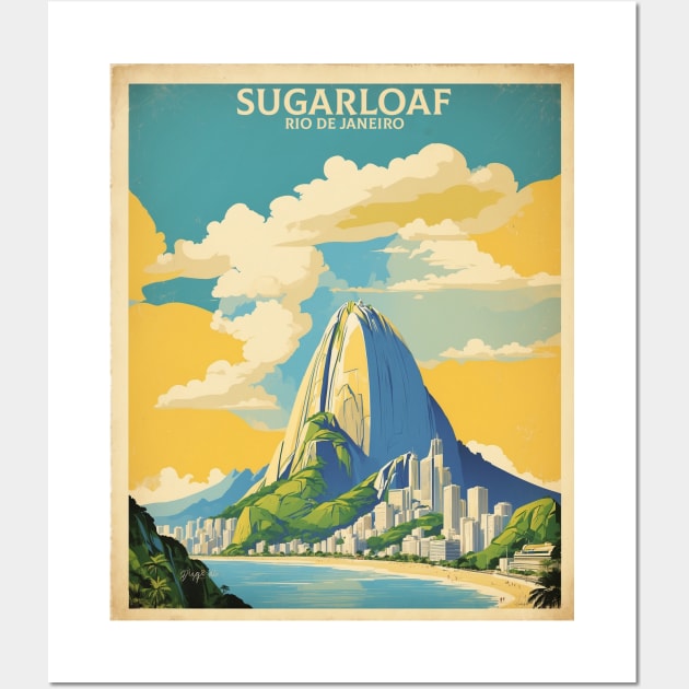 Sugar Loaf Rio de Janeiro Brazil Vintage Tourism Travel Poster Wall Art by TravelersGems